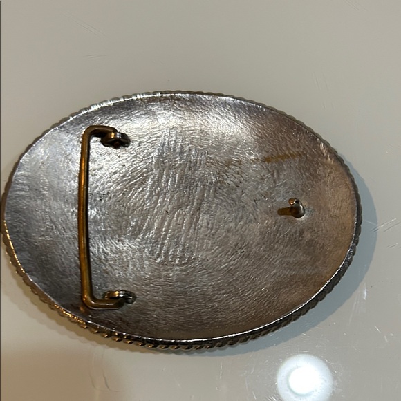 Large ! Vintage Western Rodeo cowboy Oval Metal Belt Buckle - Picture 4 of 5
